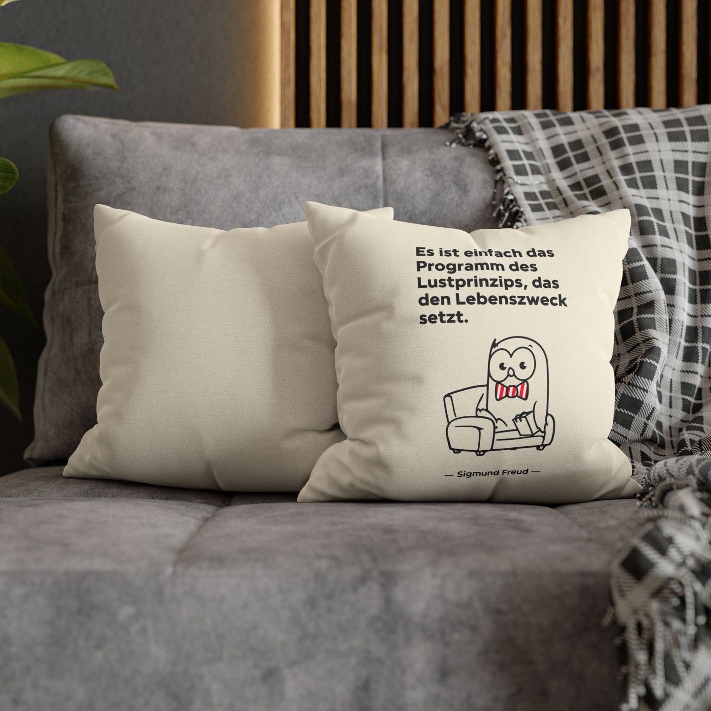 Kissenbezug mit Zitat - Sigmund Freud - Lustprinzip
