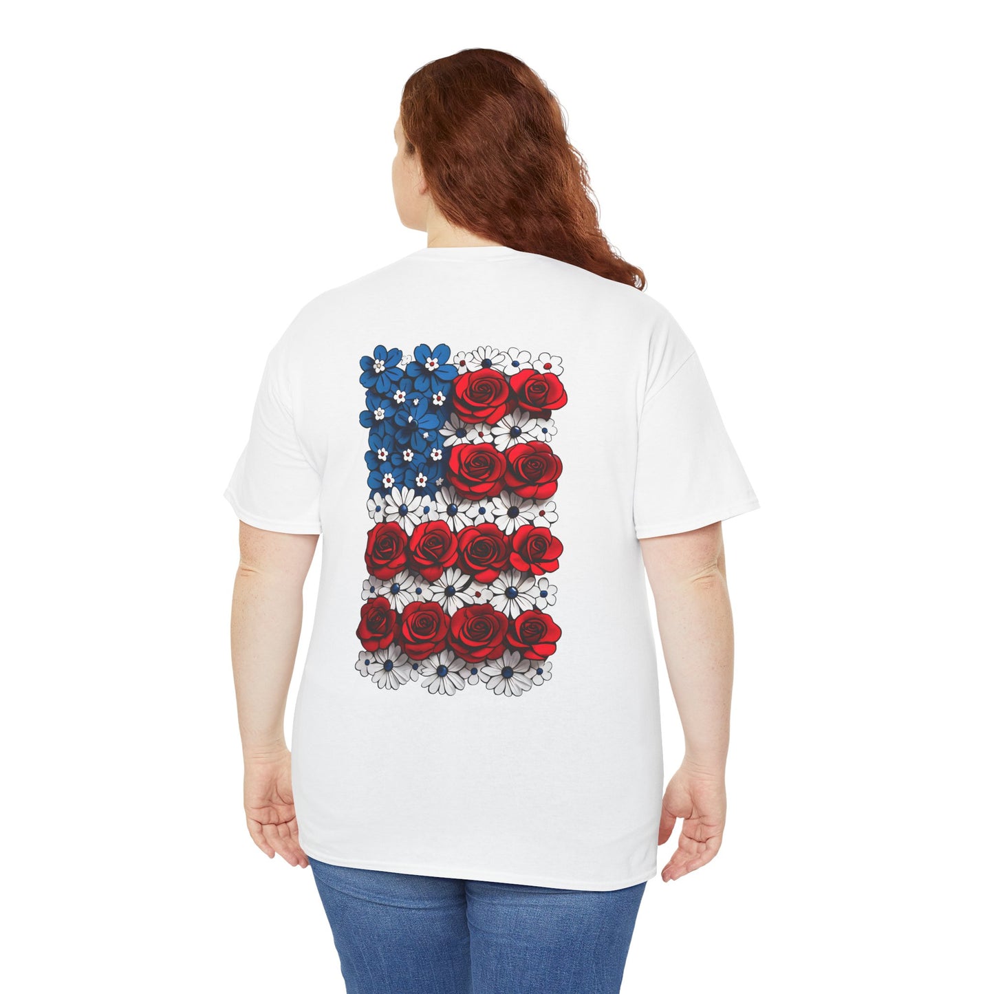 T-Shirt mit Blumen - USA(Druck hinten)
