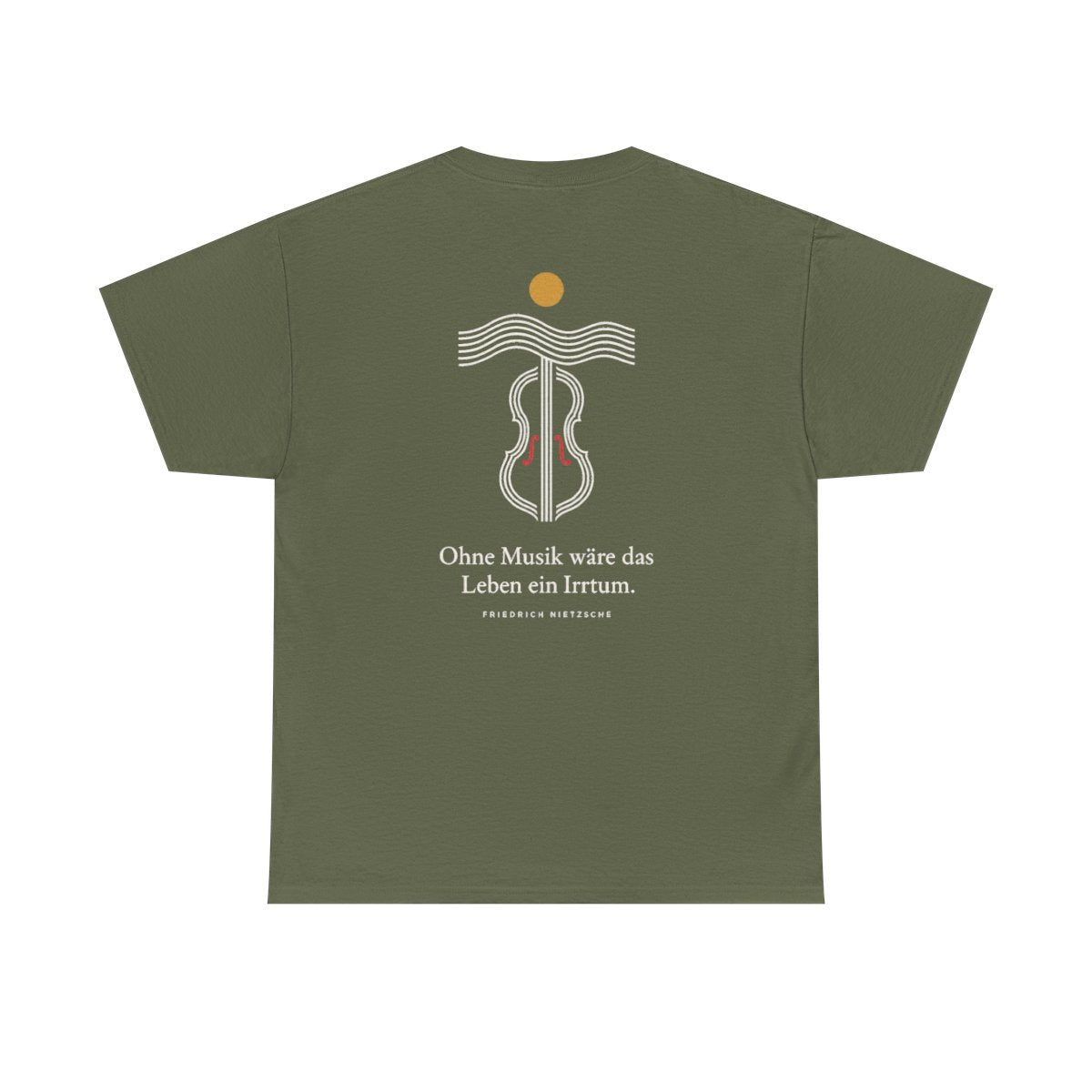 Unisex T-Shirt mit Zitat - Nietzsche - Ohne Musik (Druck hinten) – back