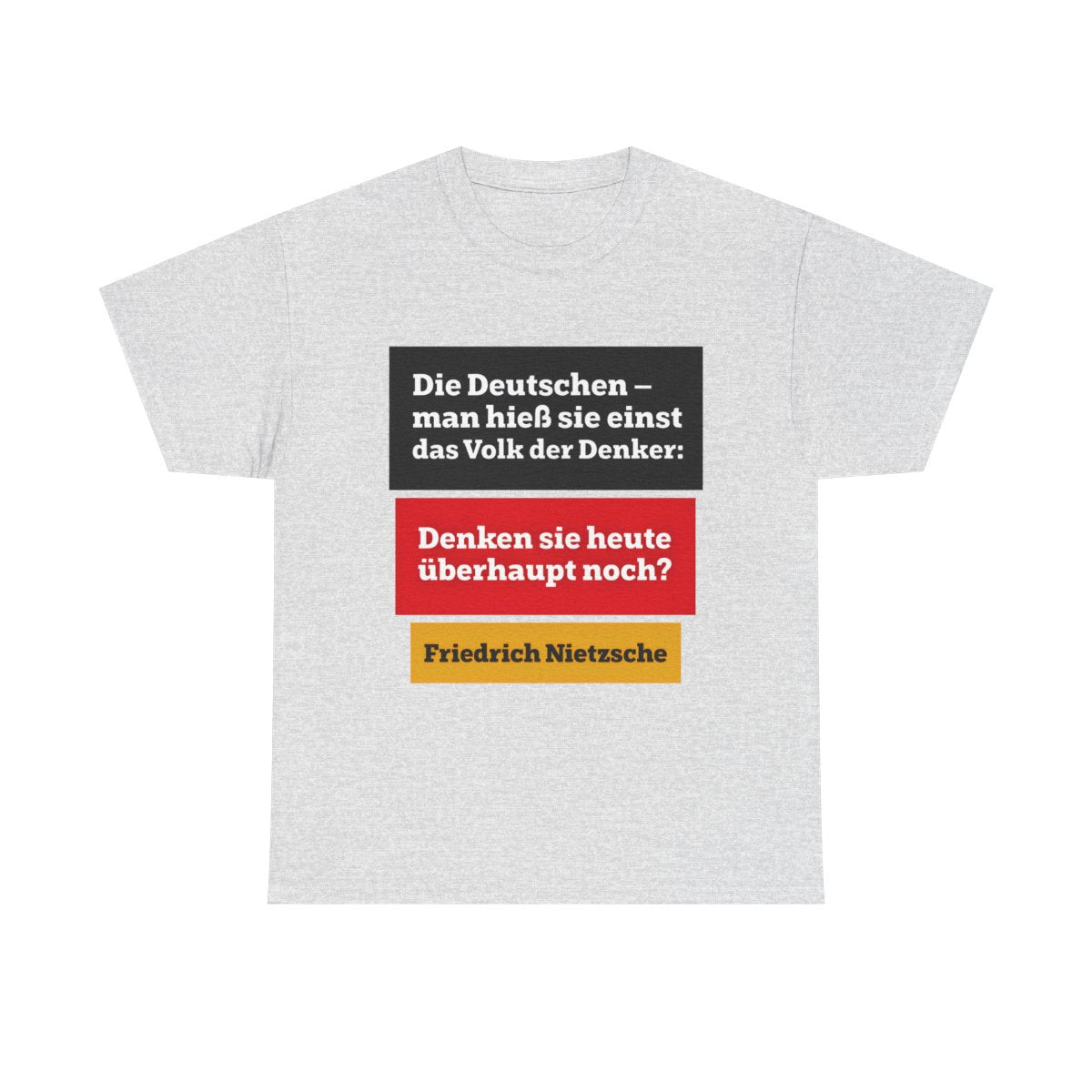 Unisex T-Shirt mit Zitat - Nietzsche - Volk der Denker Balken – front
