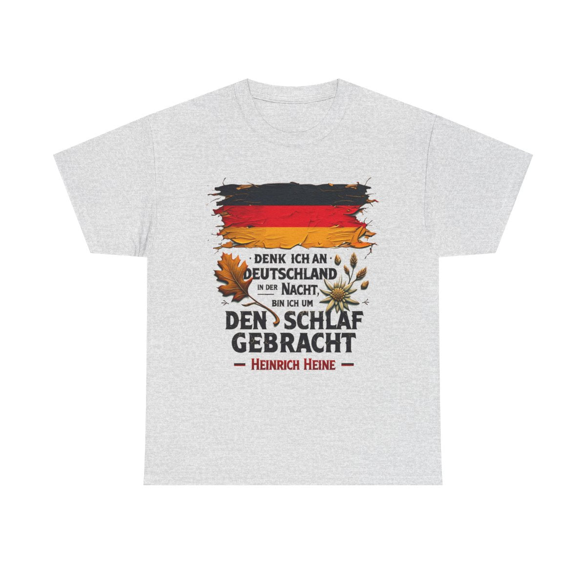 Unisex T-Shirt mit Zitat - Heine - Nachtgedanken Flagge – front