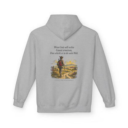 Unisex Fleece Hoodie mit Zitat - Eichendorff - In die weite Welt