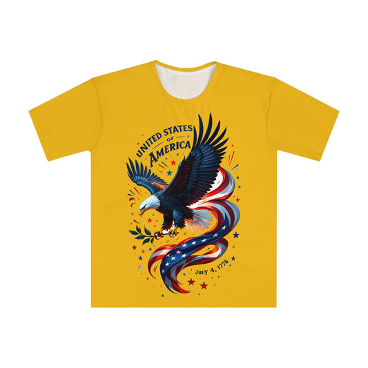 Lockeres Herren T-Shirt mit Adler und Datum - USA