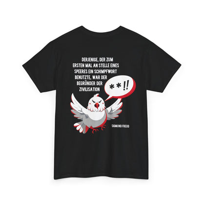 Unisex T-Shirt mit Friedenszitat - Sigmund Freud (Druck hinten)