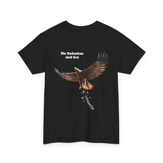 Unisex T-Shirt mit Volkslied - Gedanken sind frei (Druck hinten)