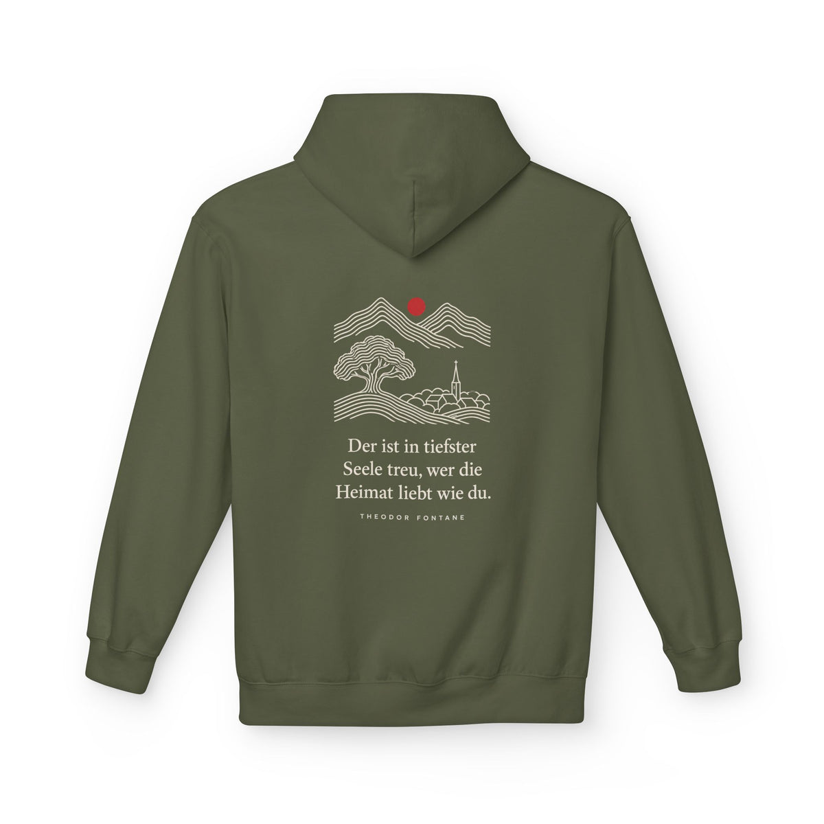 Unisex Fleece Hoodie mit Zitat - Fontane - Wer die Heimat liebt