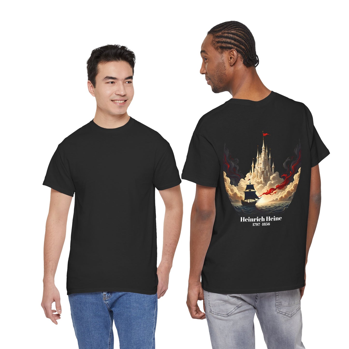 Unisex T-Shirt mit Traumschloss - Heinrich Heine (Druck hinten)