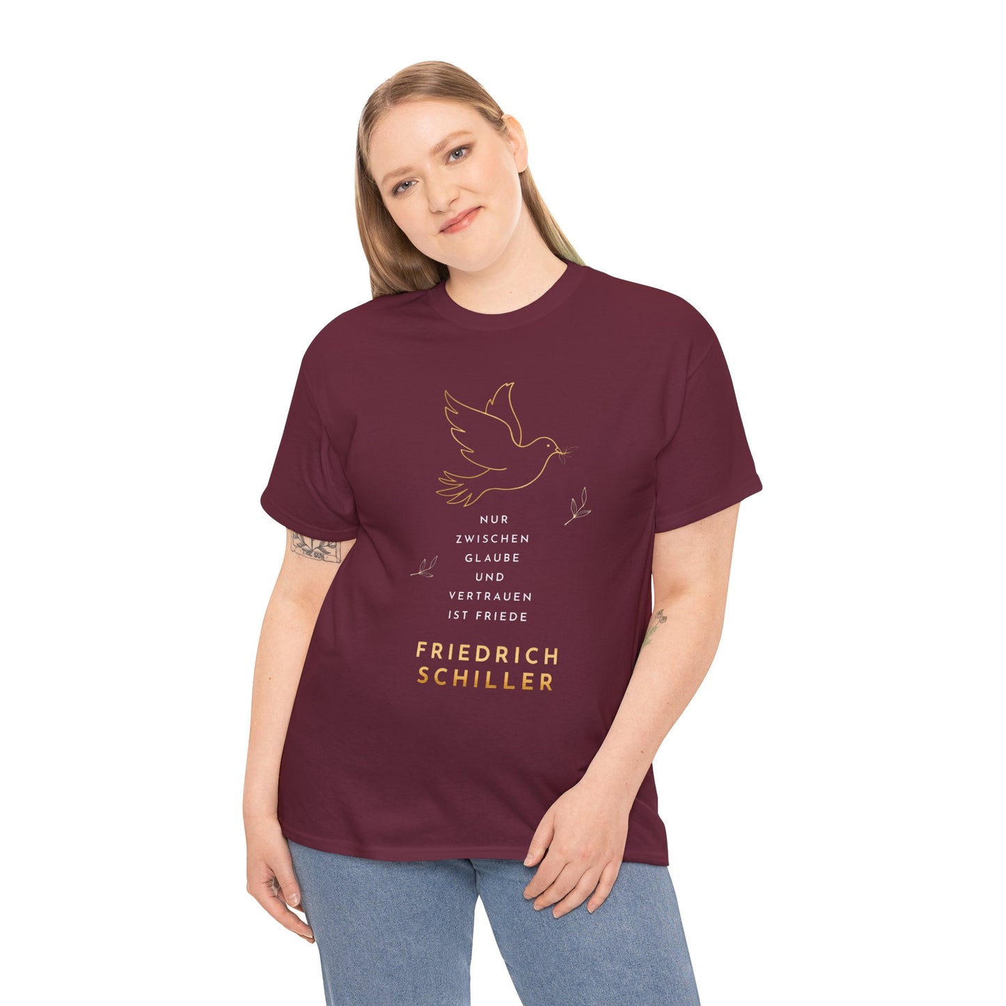 T-Shirt mit Zitat - Friedrich Schiller - Glaube und Friede