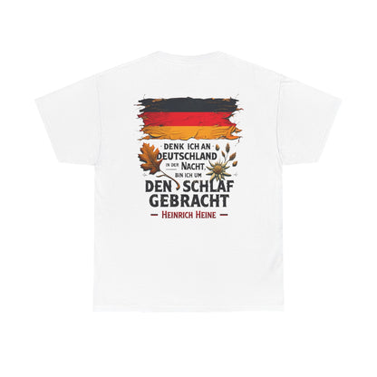 Unisex T-Shirt mit Zitat - Heinrich Heine - Nachtgedanken (Druck hinten)
