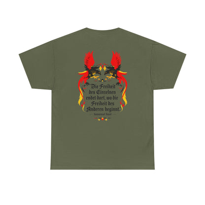 Unisex T-Shirt mit Zitat - Immanuel Kant - Freiheit des Einzelnen (Druck hinten)