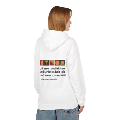 Unisex Fleece Hoodie mit Zitat - Malortie - Essen Trinken Schlafen