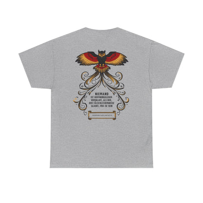 Unisex T-Shirt mit Zitat - Goethe - Hoffnungslos versklavt (Druck hinten)