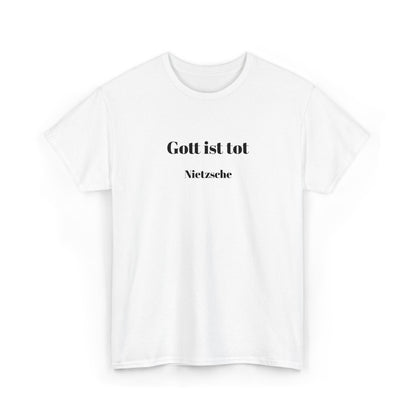 Unisex Baumwolle T-Shirt mit besticktem Zitat - Friedrich Nietzsche - Gott ist tot