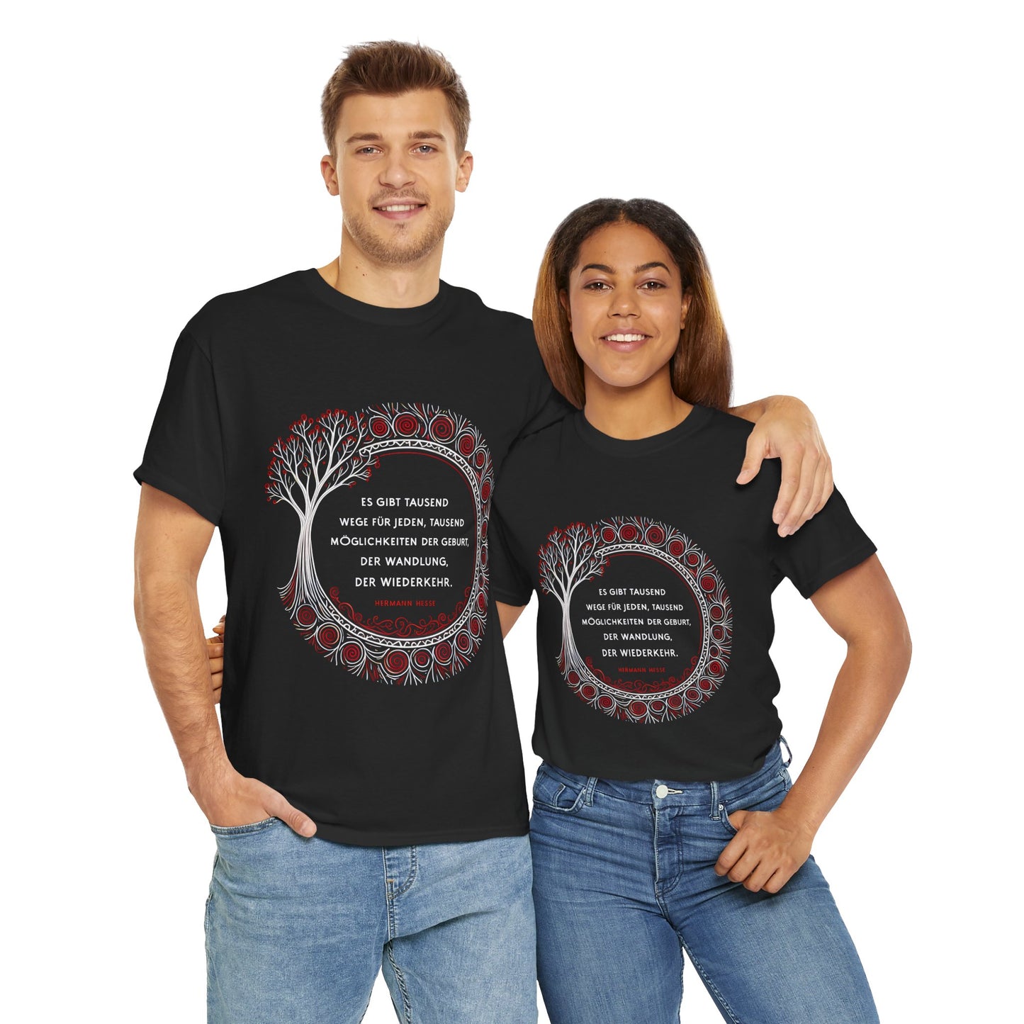 Unisex T-Shirt mit Zitat - Hermann Hesse - Tausend Wege