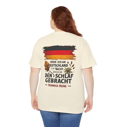 Unisex T-Shirt mit Zitat - Heinrich Heine - Nachtgedanken (Druck hinten)
