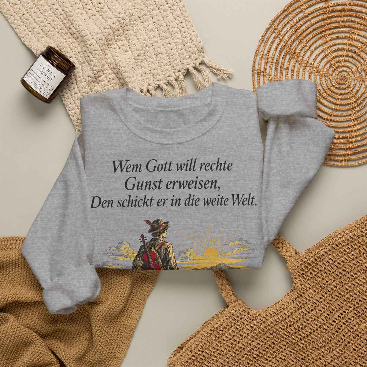 Unisex Sweatshirt mit Zitat - Eichendorff - In die weite Welt