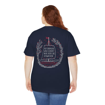 Unisex T-Shirt mit Zitat - Hermann Hesse - Einfache Wege (Druck hinten)