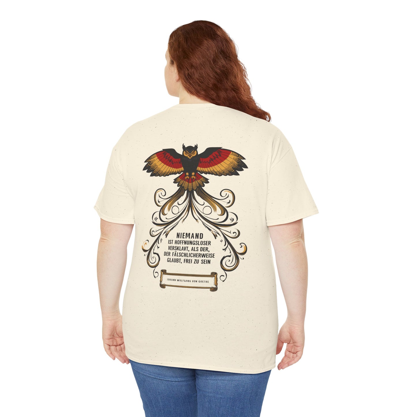 Unisex T-Shirt mit Zitat - Goethe - Hoffnungslos versklavt (Druck hinten)