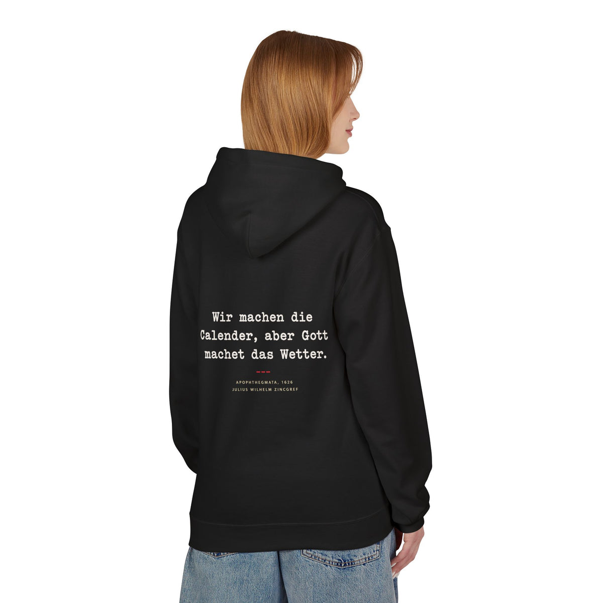 Unisex Fleece Hoodie mit Zitat - Zincgref - Gott macht das Wetter