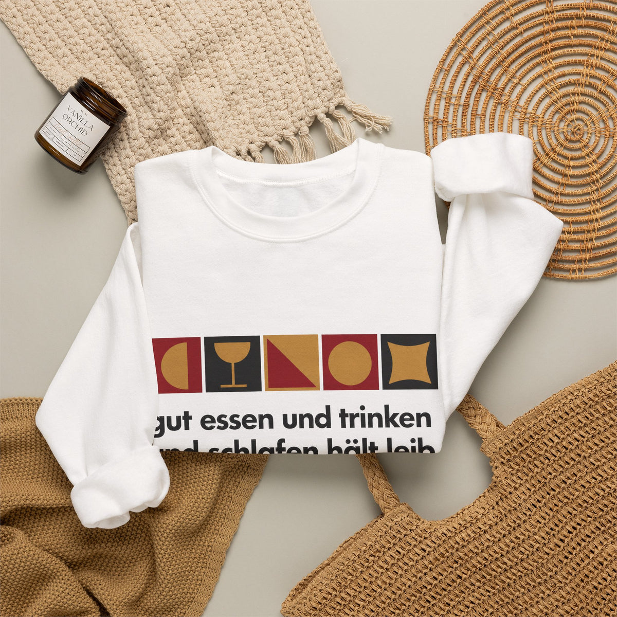 Unisex Sweatshirt mit Zitat - Malortie - Essen Trinken Schlafen