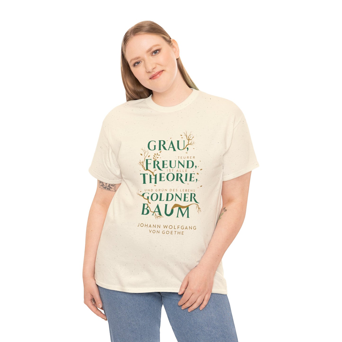 T-Shirt mit Zitat - Goethe - Goldner Baum