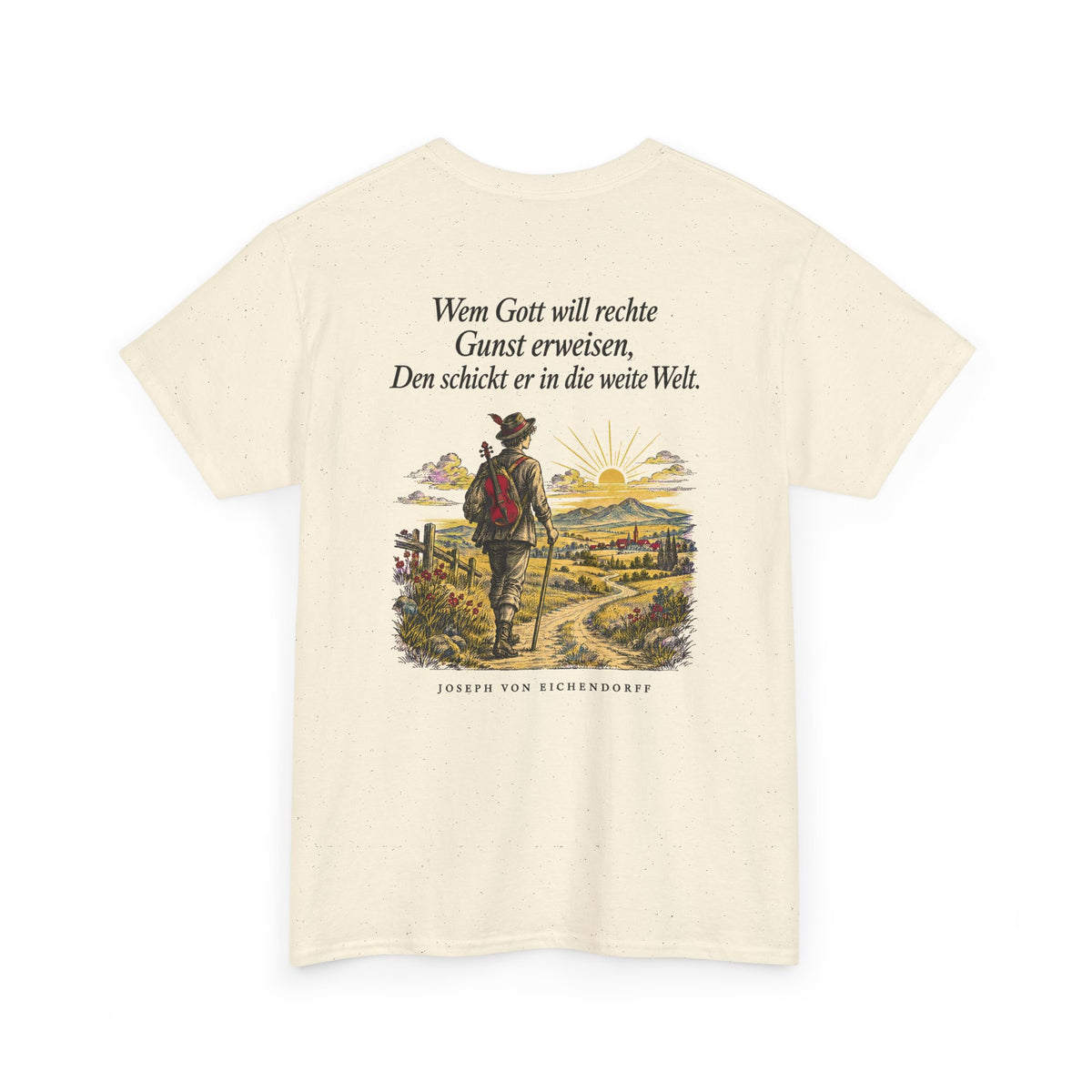Unisex T-Shirt mit Zitat - Eichendorff - In die weite Welt (Druck hinten)