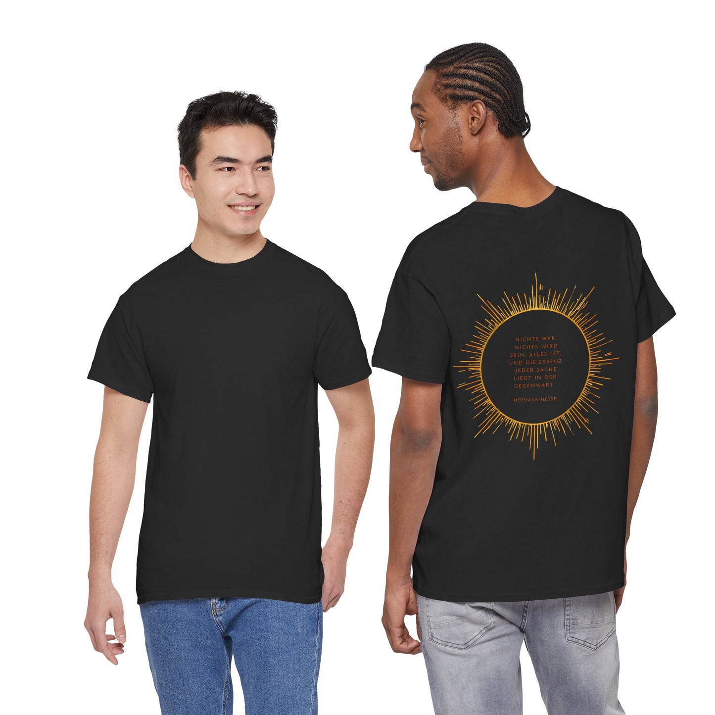 Unisex T-Shirt mit Zitat - Hermann Hesse - Essenz (Druck hinten)