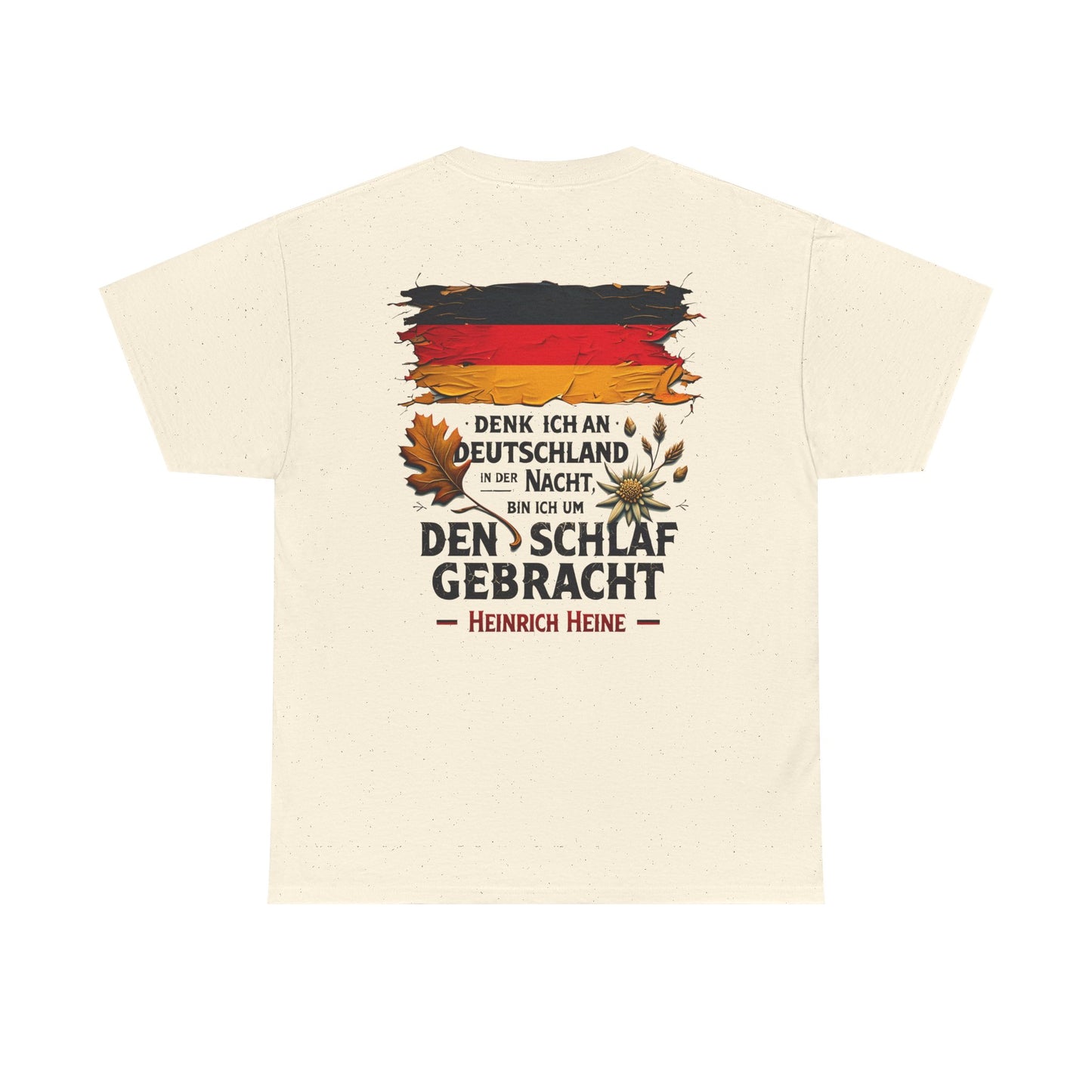 Unisex T-Shirt mit Zitat - Heinrich Heine - Nachtgedanken (Druck hinten)