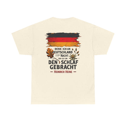 Unisex T-Shirt mit Zitat - Heinrich Heine - Nachtgedanken (Druck hinten)