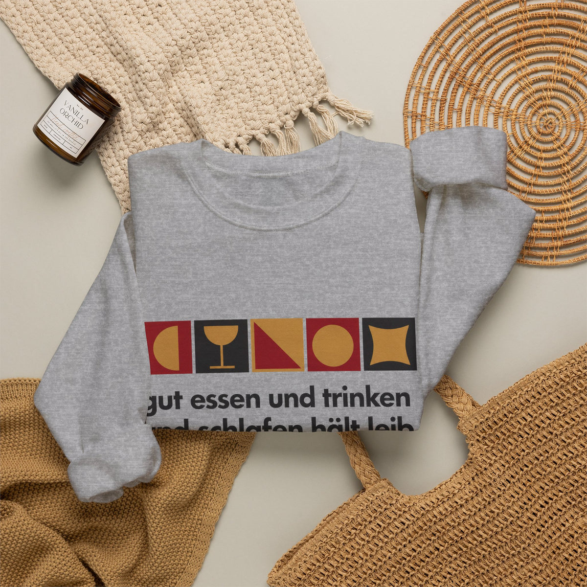 Unisex Sweatshirt mit Zitat - Malortie - Essen Trinken Schlafen