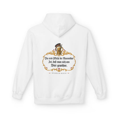 Unisex Fleece Hoodie mit Zitat - Busch - Pflicht der Musensöhne