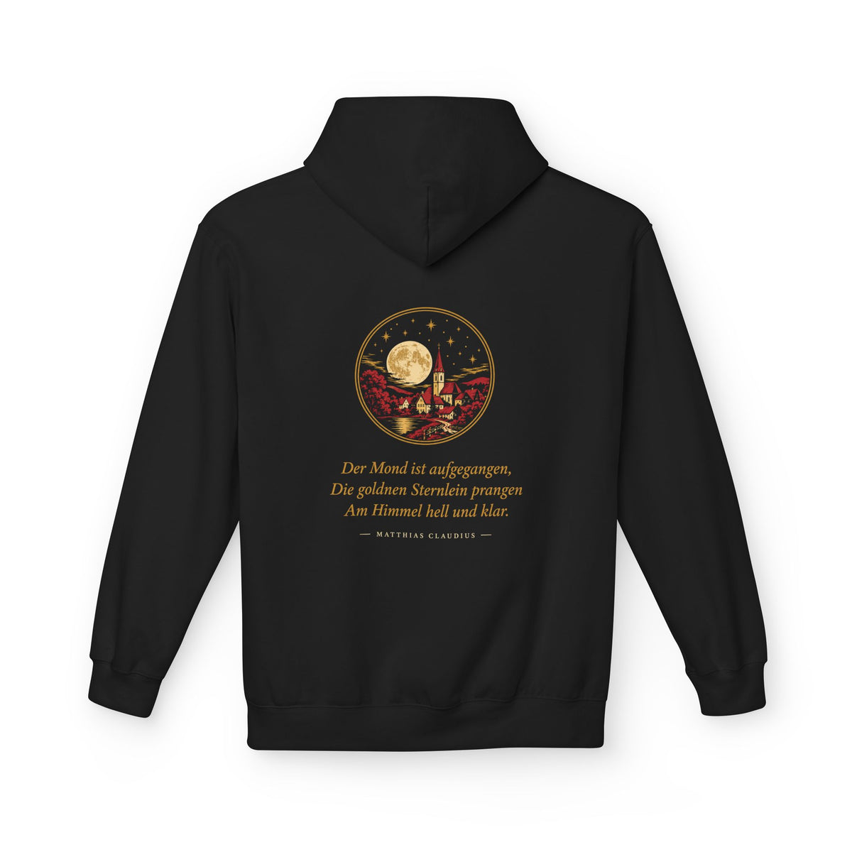 Unisex Fleece Hoodie mit Zitat - Claudius - Der Mond ist aufgegangen
