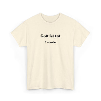 Unisex Baumwolle T-Shirt mit besticktem Zitat - Friedrich Nietzsche - Gott ist tot