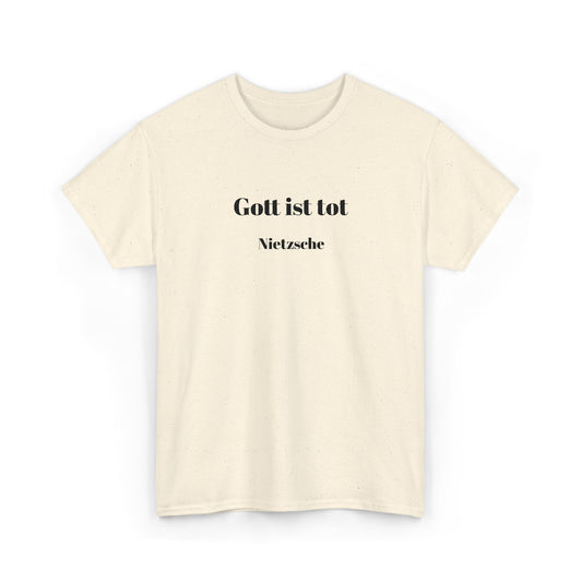 Unisex Baumwolle T-Shirt mit besticktem Zitat - Friedrich Nietzsche - Gott ist tot