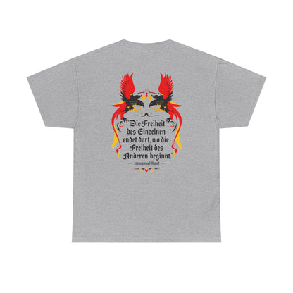Unisex T-Shirt mit Zitat - Immanuel Kant - Freiheit des Einzelnen (Druck hinten)