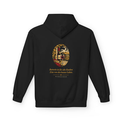 Unisex Fleece Hoodie mit Zitat - Busch - Rotwein für alte Knaben