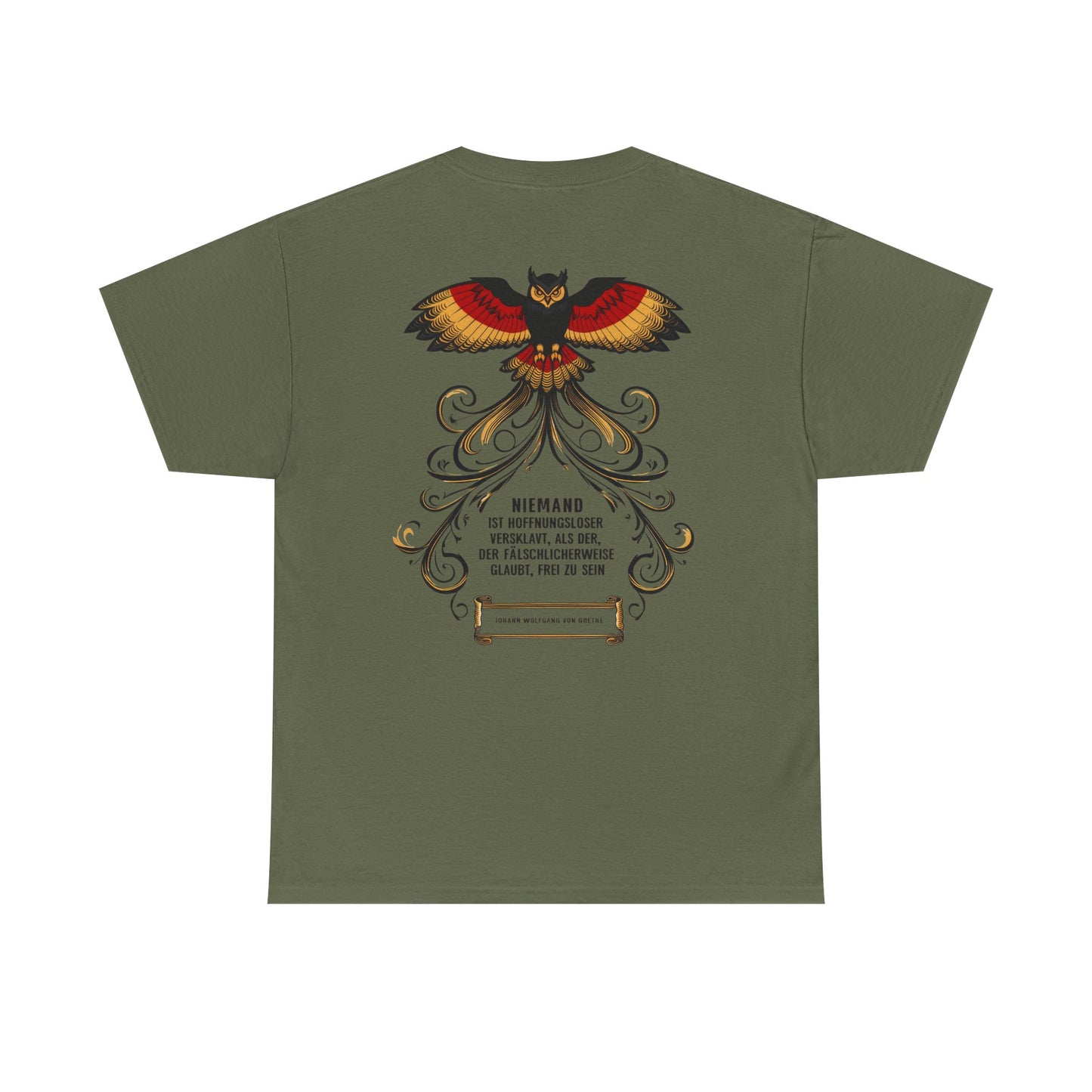 Unisex T-Shirt mit Zitat - Goethe - Hoffnungslos versklavt (Druck hinten)