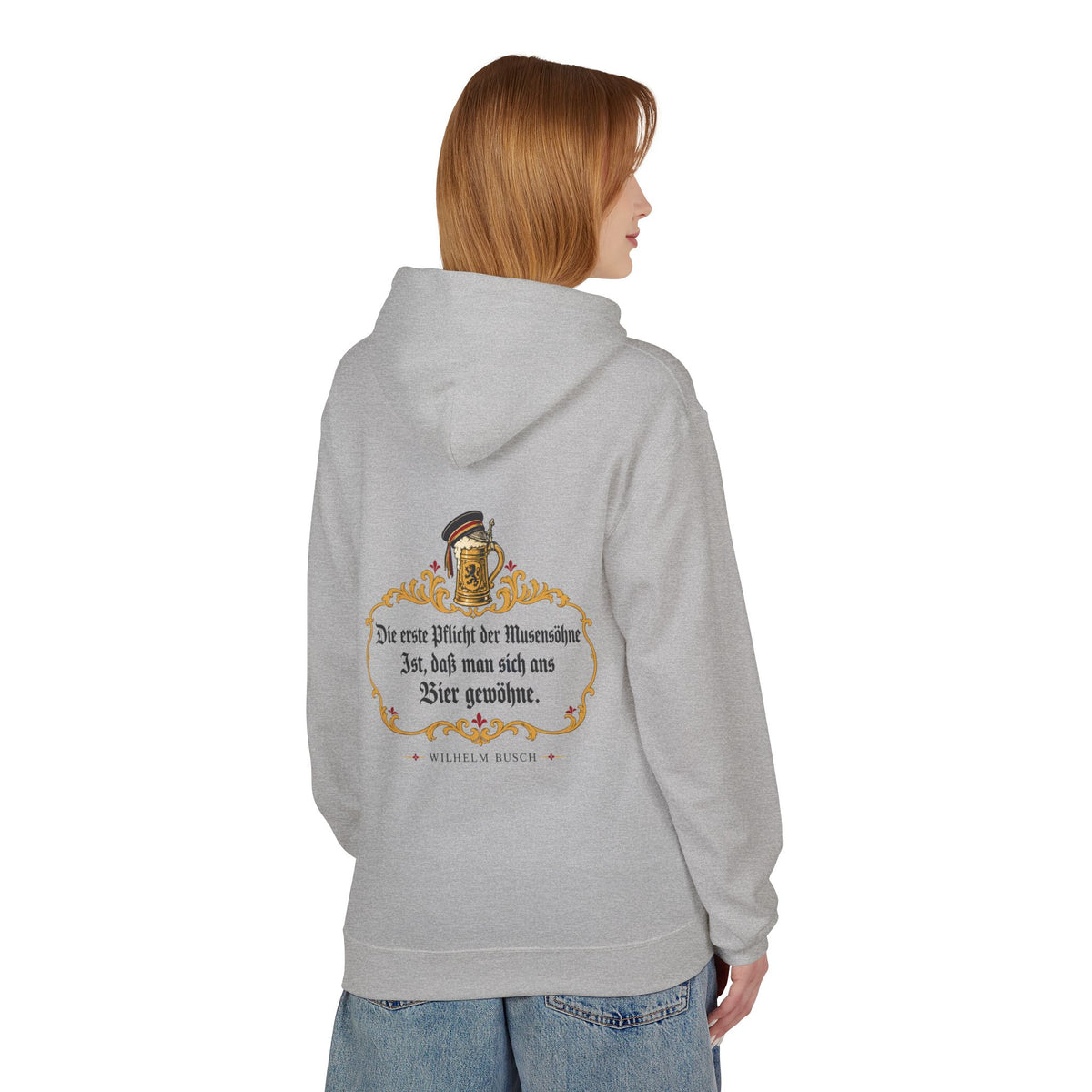 Unisex Fleece Hoodie mit Zitat - Busch - Pflicht der Musensöhne