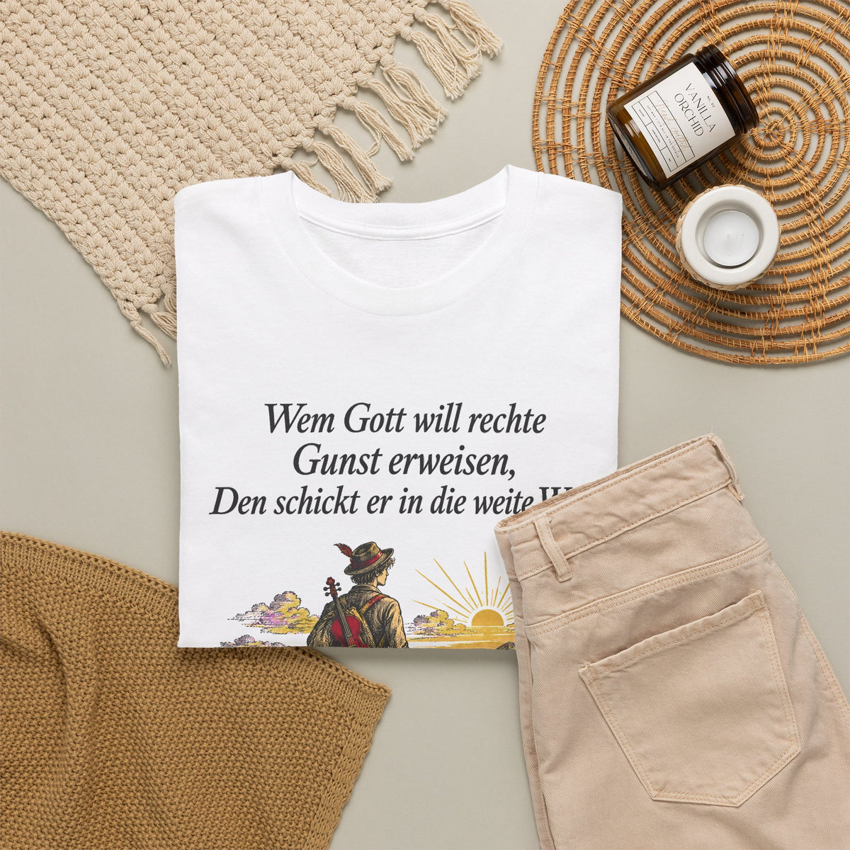 Unisex T-Shirt mit Zitat - Eichendorff - In die weite Welt