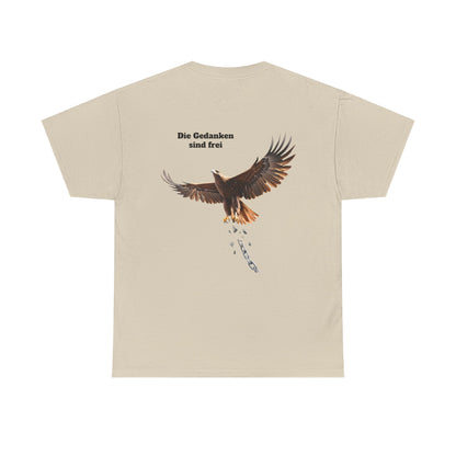 Unisex T-Shirt mit Volkslied - Gedanken sind frei (Druck hinten)
