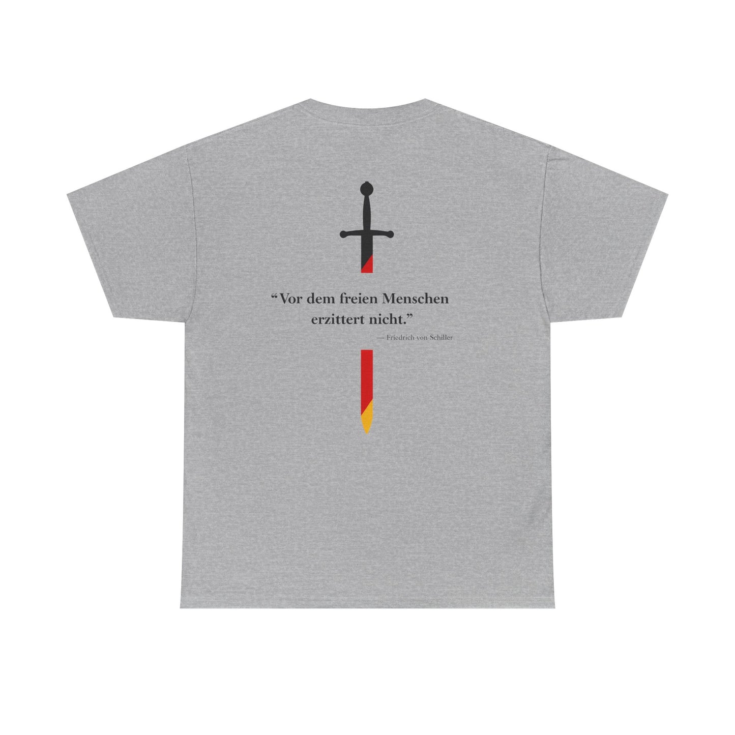 Unisex T-Shirt mit Zitat - Schiller - Erzittert nicht (Druck hinten)