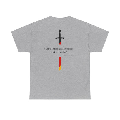 Unisex T-Shirt mit Zitat - Schiller - Erzittert nicht (Druck hinten)