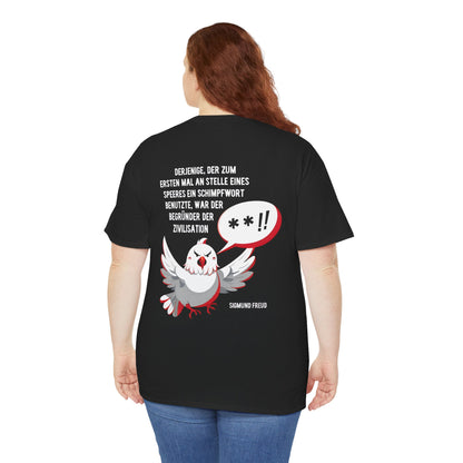 Unisex T-Shirt mit Friedenszitat - Sigmund Freud (Druck hinten)