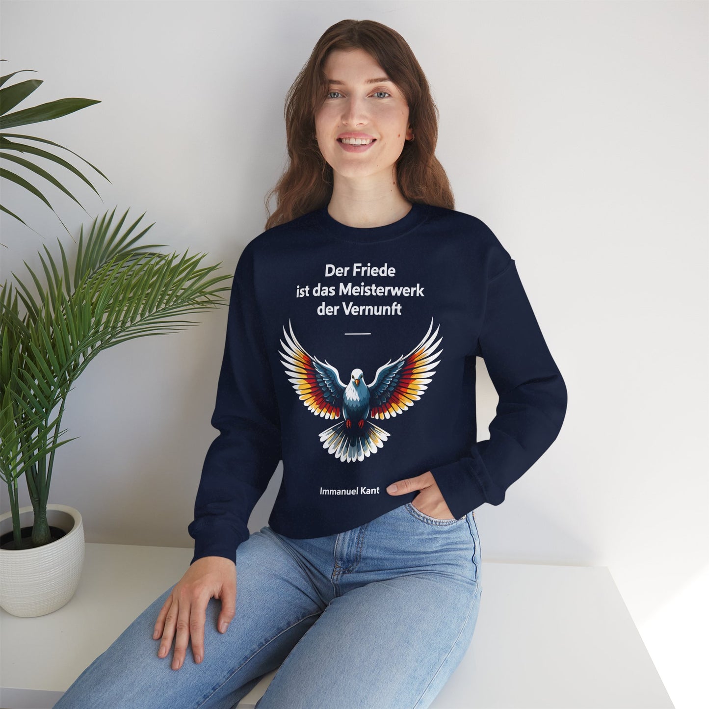 Unisex Sweatshirt mit Taube und Zitat - Kant