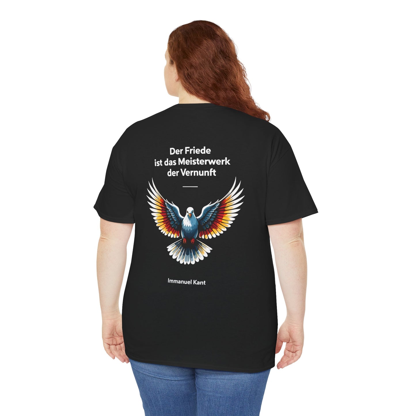 Unisex T-Shirt mit Taube und Zitat - Kant (Druck hinten)