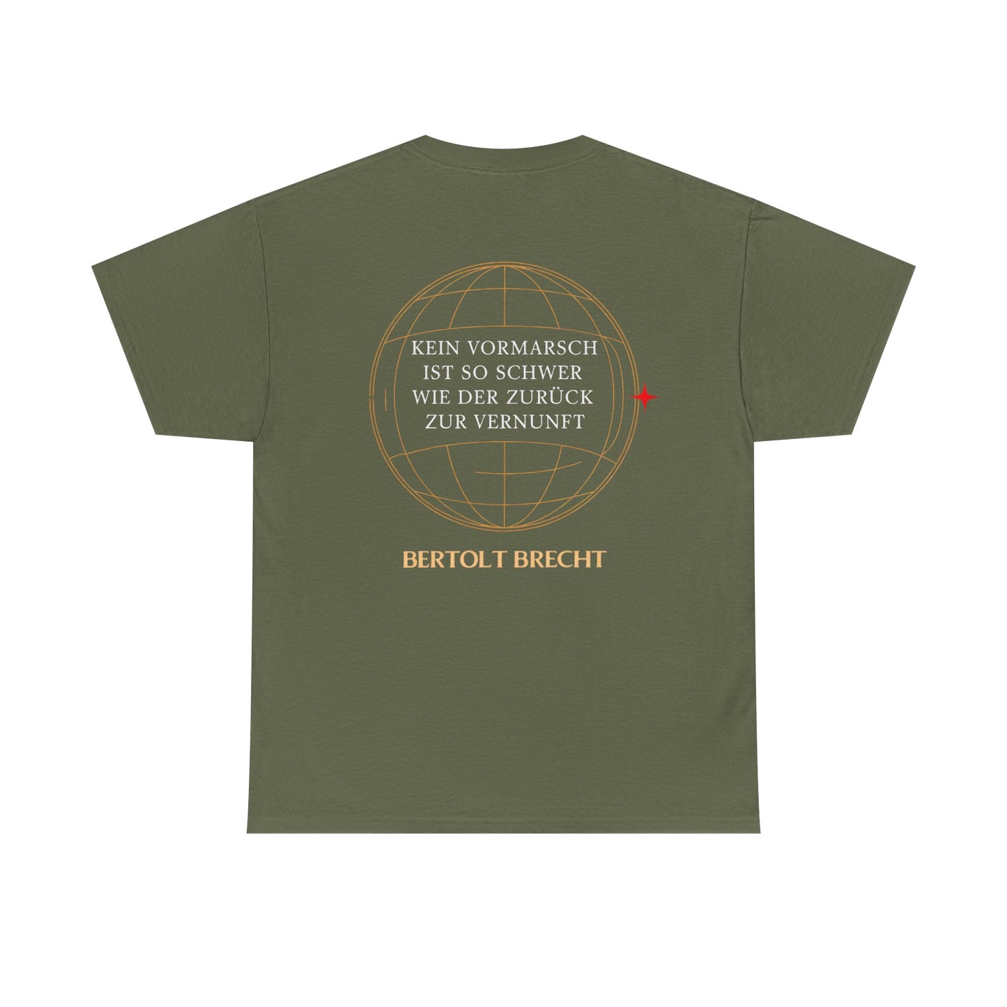 Unisex T-Shirt mit Zitat - Bertolt Brecht - Vormarsch Vernunft (Druck hinten)