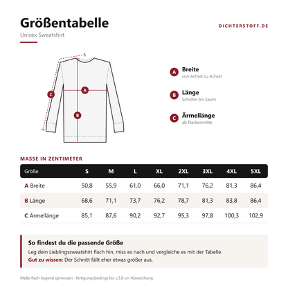 Unisex Sweatshirt mit Zitat - Herder - Weder Krieger noch Mönche nähren ein Land Scherenschnitt – size-chart