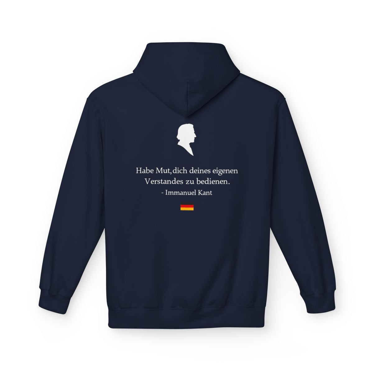 Unisex Fleece Hoodie mit Zitat - Kant - Habe Mut Silhouette – back