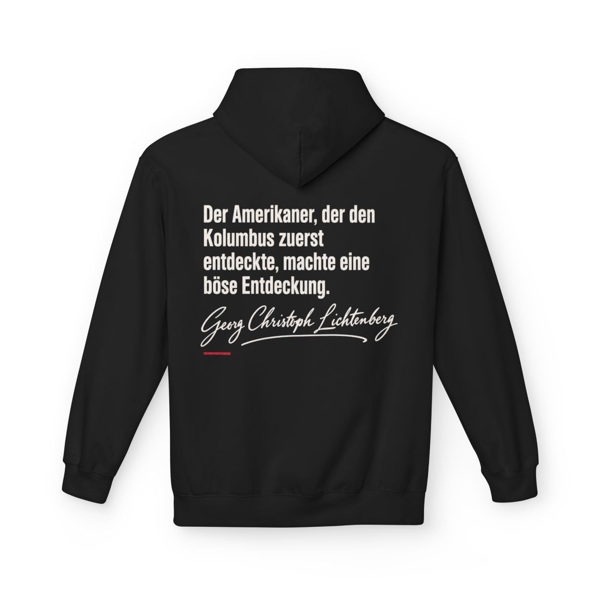 Unisex Fleece Hoodie mit Zitat - Lichtenberg - Der Amerikaner Signatur – back