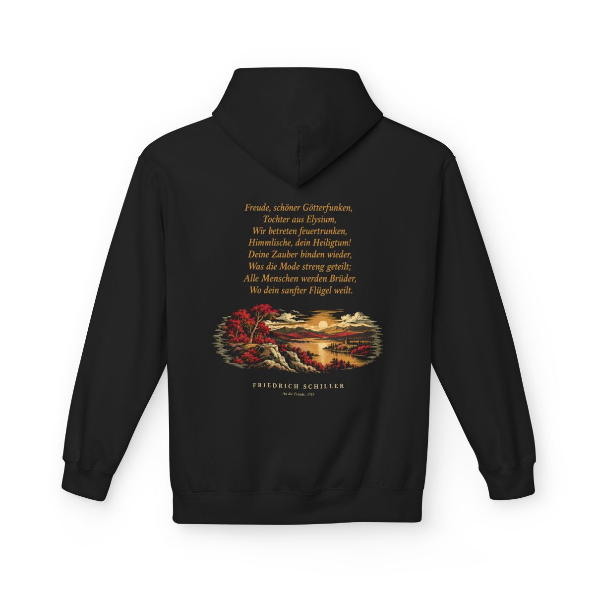 Unisex Fleece Hoodie mit Zitat - Schiller - Freude, schöner Götterfunken – back